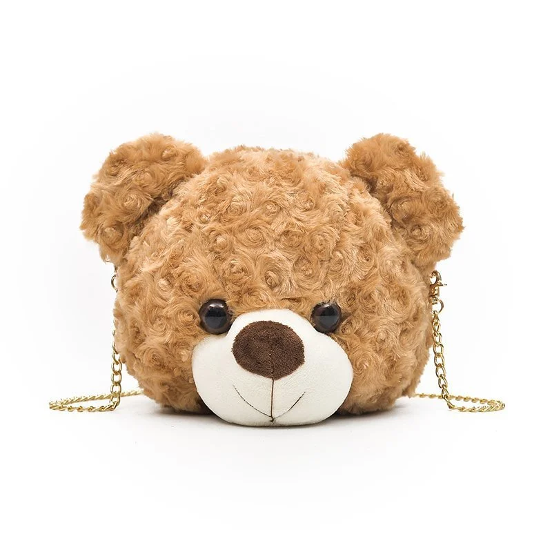 Teddy Bear Head Plush Shoulder Diagonal Bag