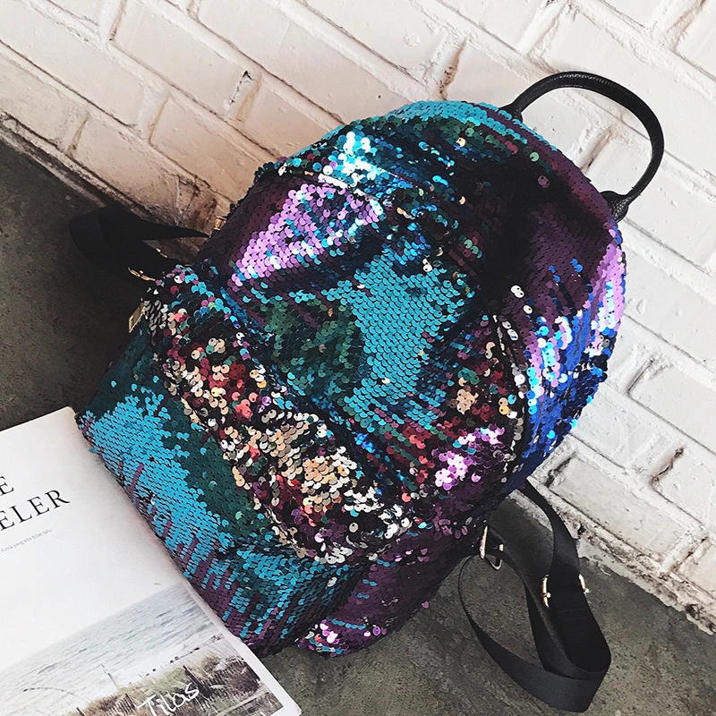 Korean street fashion sequins backpack Backpack Bag New Spring and summer personality fashion bag