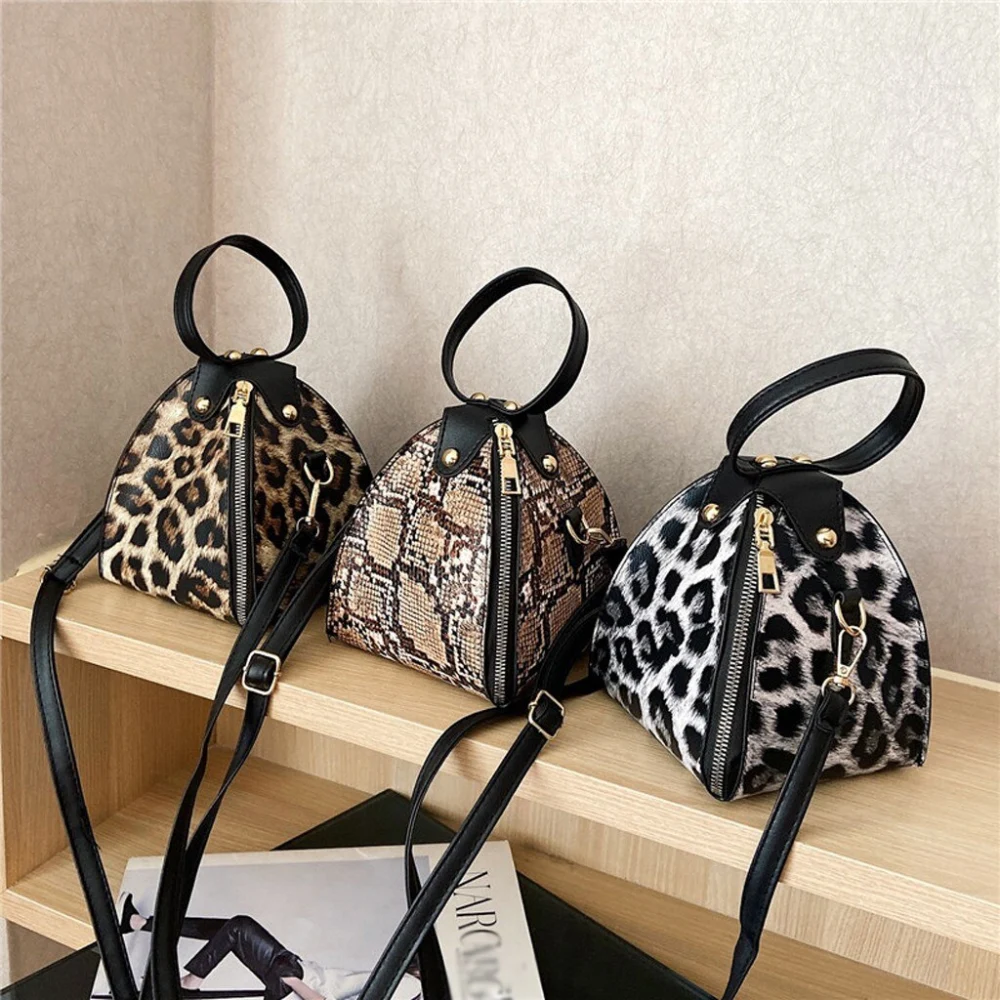 Leopard print triangle bag handbag