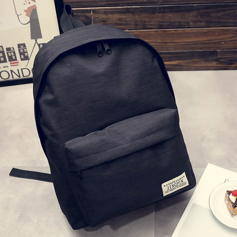 Pure color Canvas Backpack, female middle school student bag, Korean style small tidecollege wind backpack male fashion travel bag