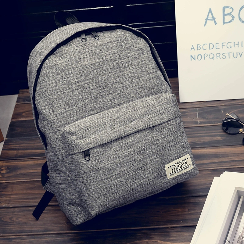 Pure color Canvas Backpack, female middle school student bag, Korean style small tidecollege wind backpack male fashion travel bag