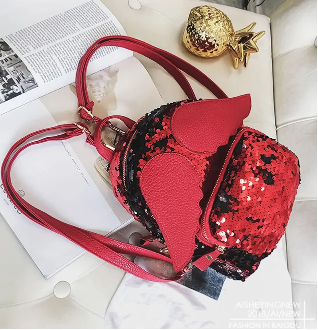 New trend Korean version of the wild cross-body shoulder bag sequins small backpack