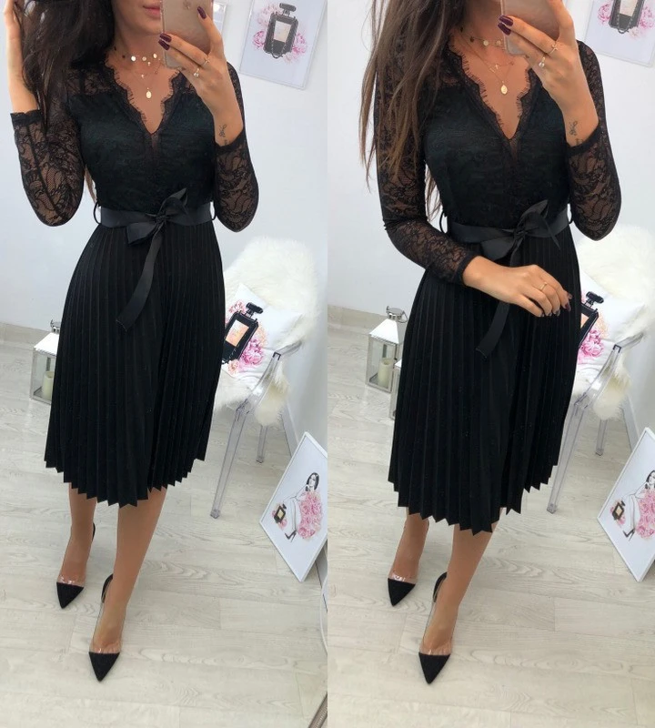 Lace pleated dress