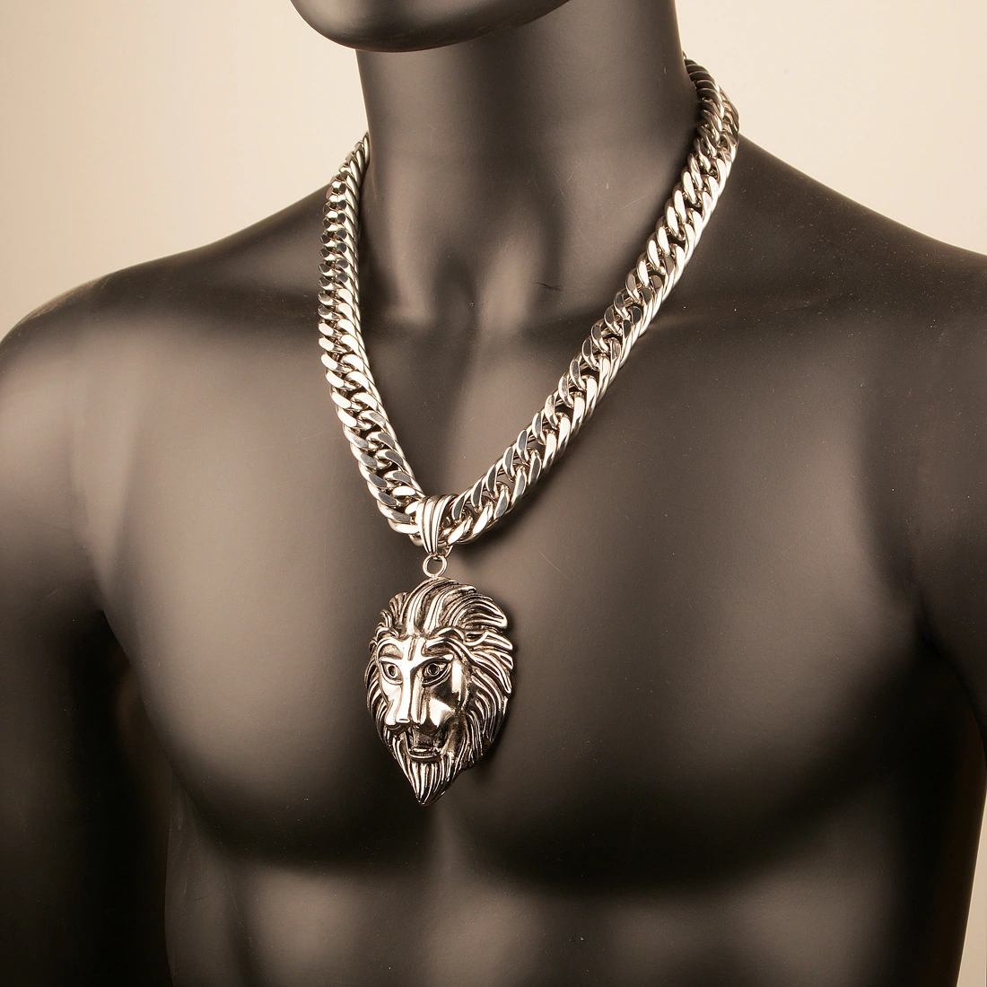 Men's Stainless Steel Lion Head Animal Pendant