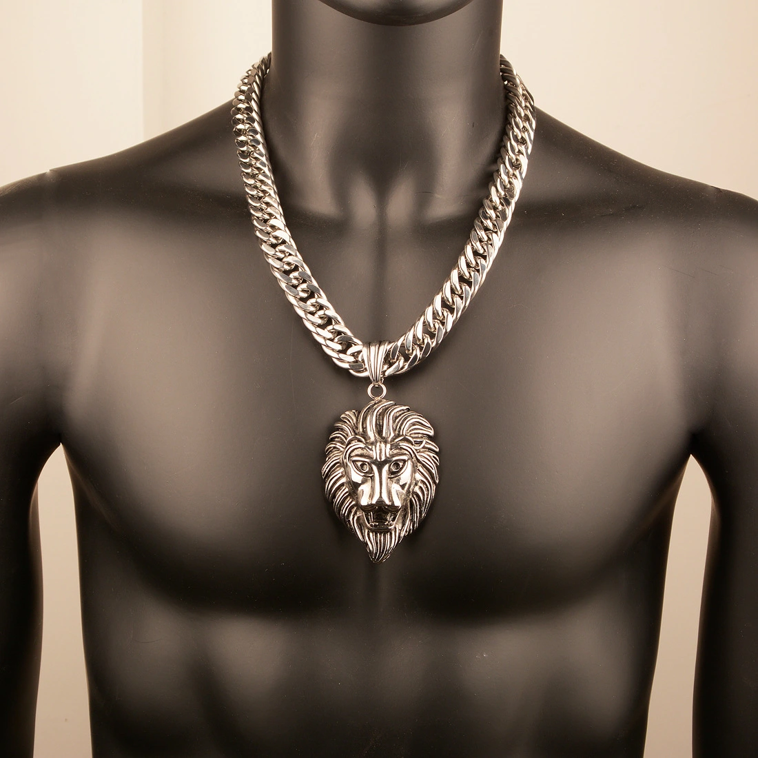 Men's Stainless Steel Lion Head Animal Pendant
