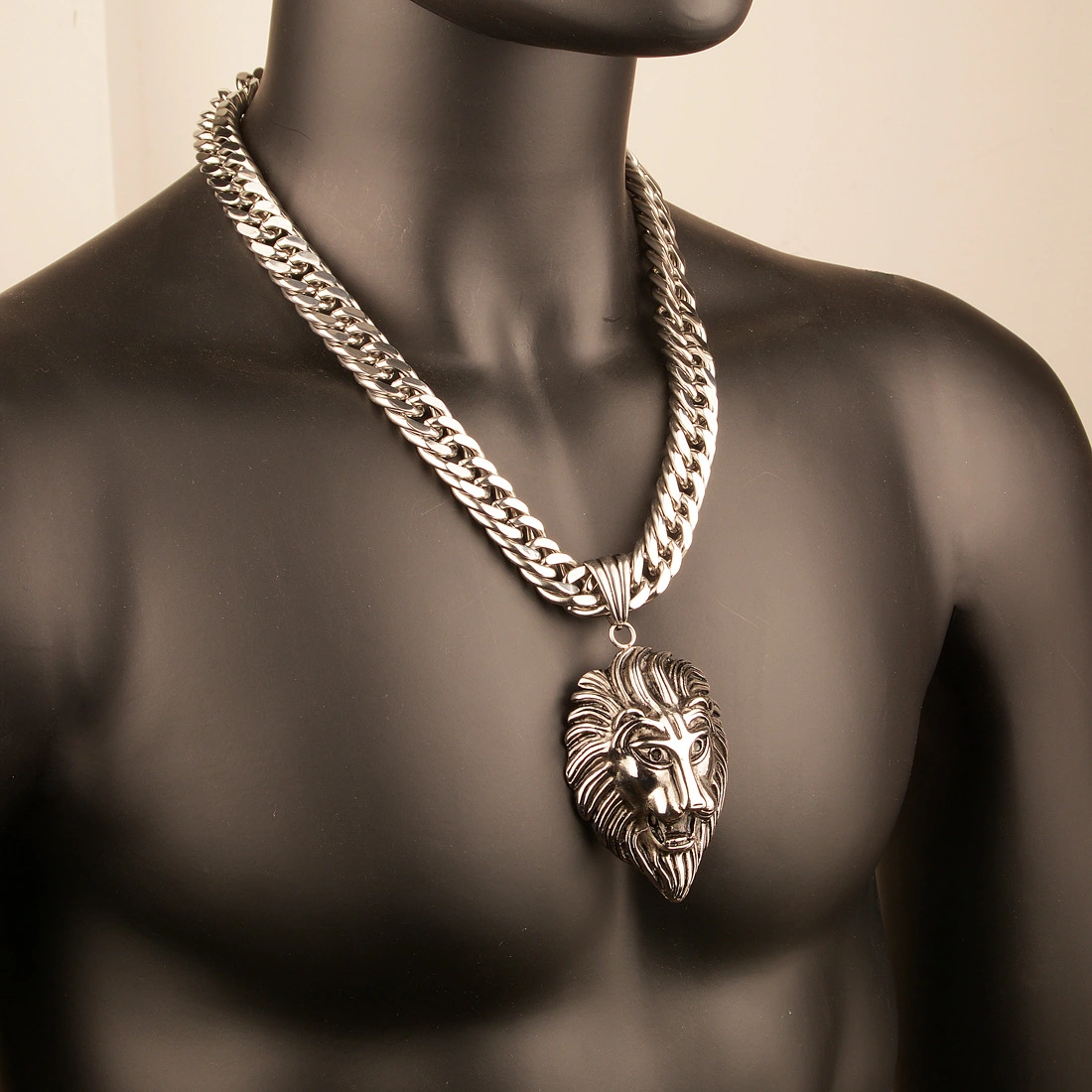 Men's Stainless Steel Lion Head Animal Pendant