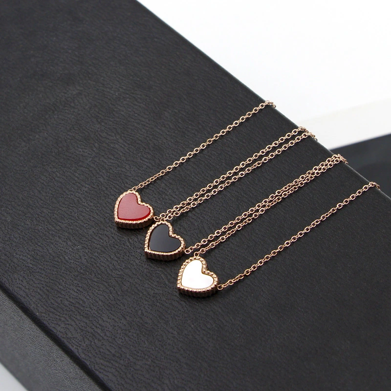 Peach heart shaped clavicle chain