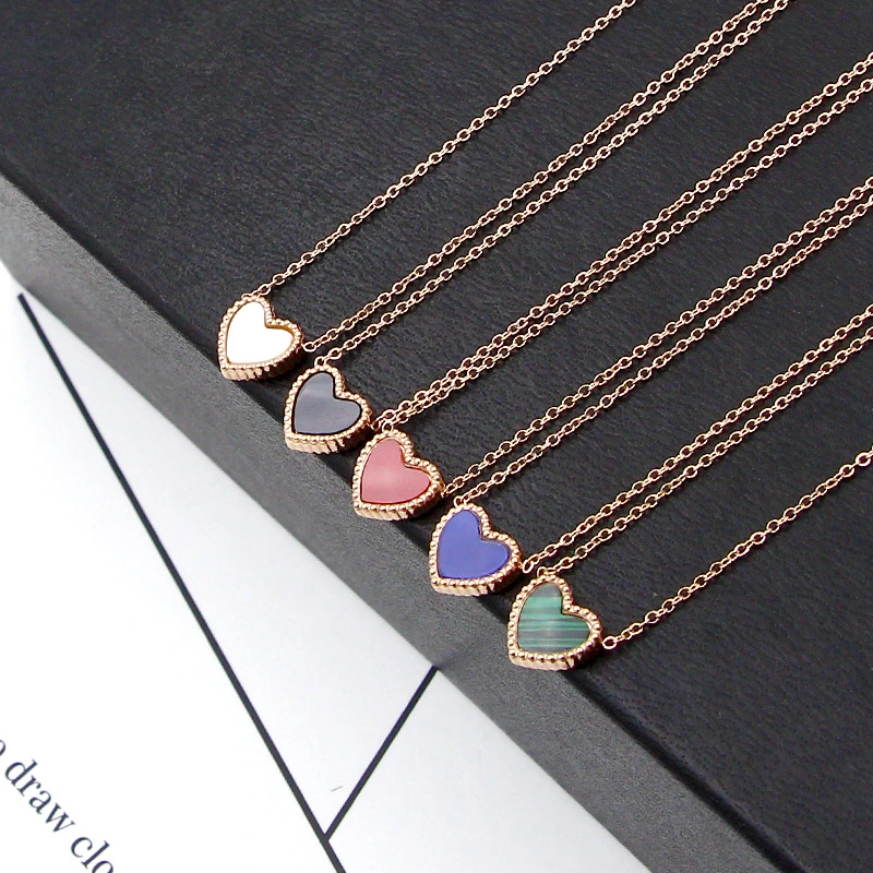 Peach heart shaped clavicle chain