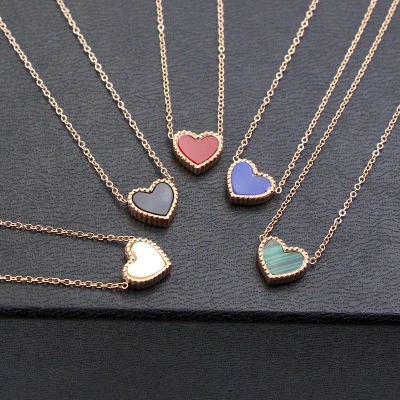 Peach heart shaped clavicle chain