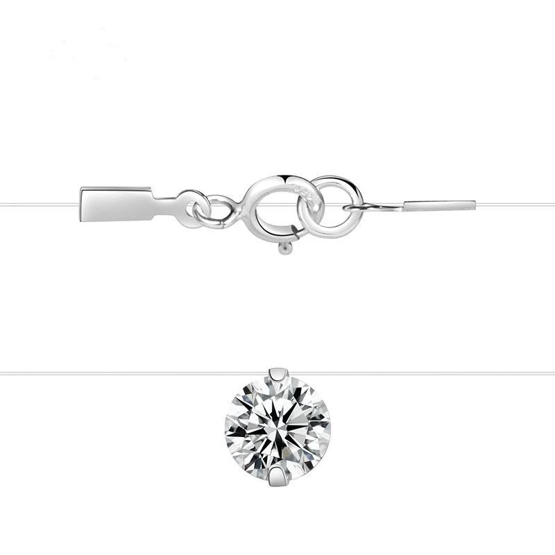 Invisible Zircon Mermaid Tear Line Pendant Neck Chain