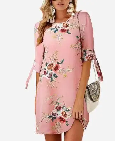 Fashion printed sleeves loose dress