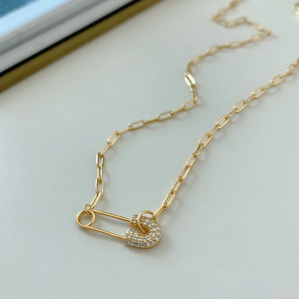 Sterling silver and golden pin chain necklace