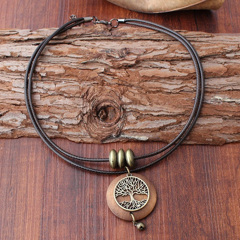 Vintage wax rope alloy pendant pendant necklace