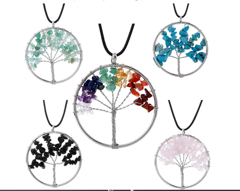 Natural gravel crystal life tree natural stone rich tree colorful necklace