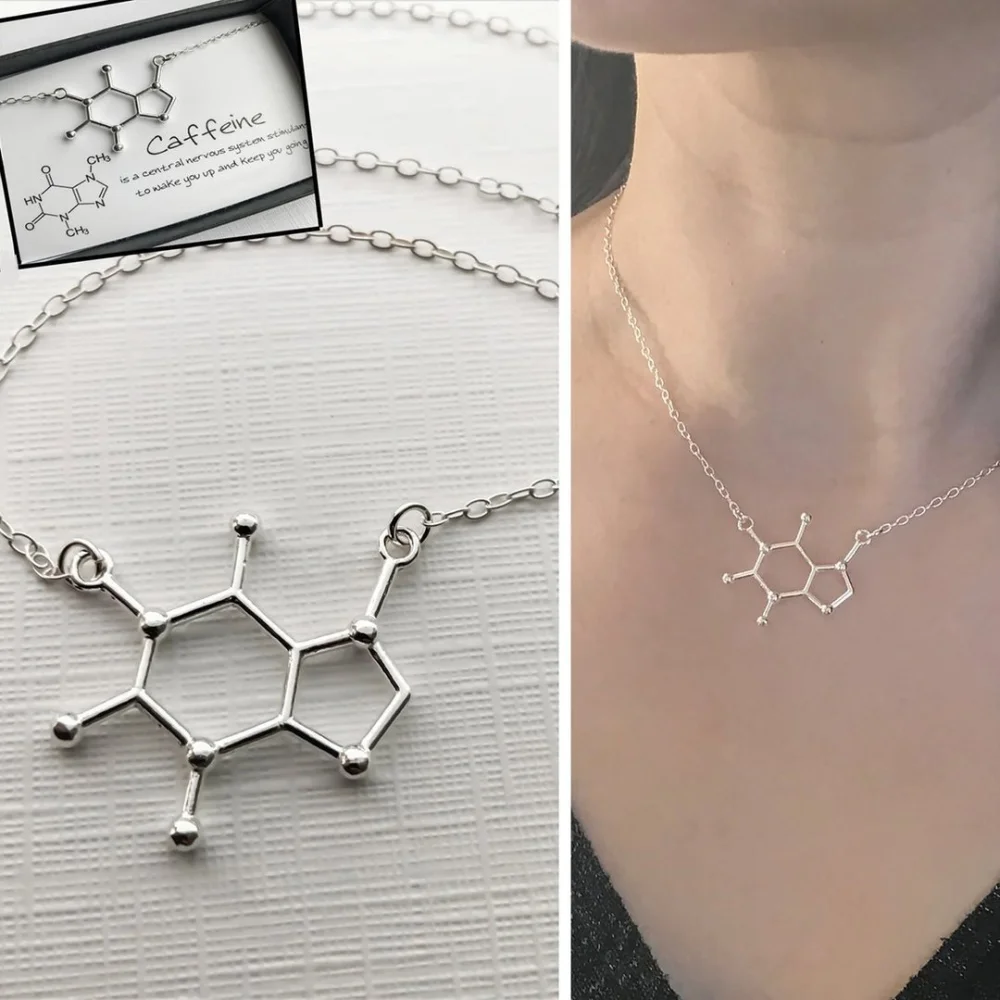 Caffeine Molecule Necklace