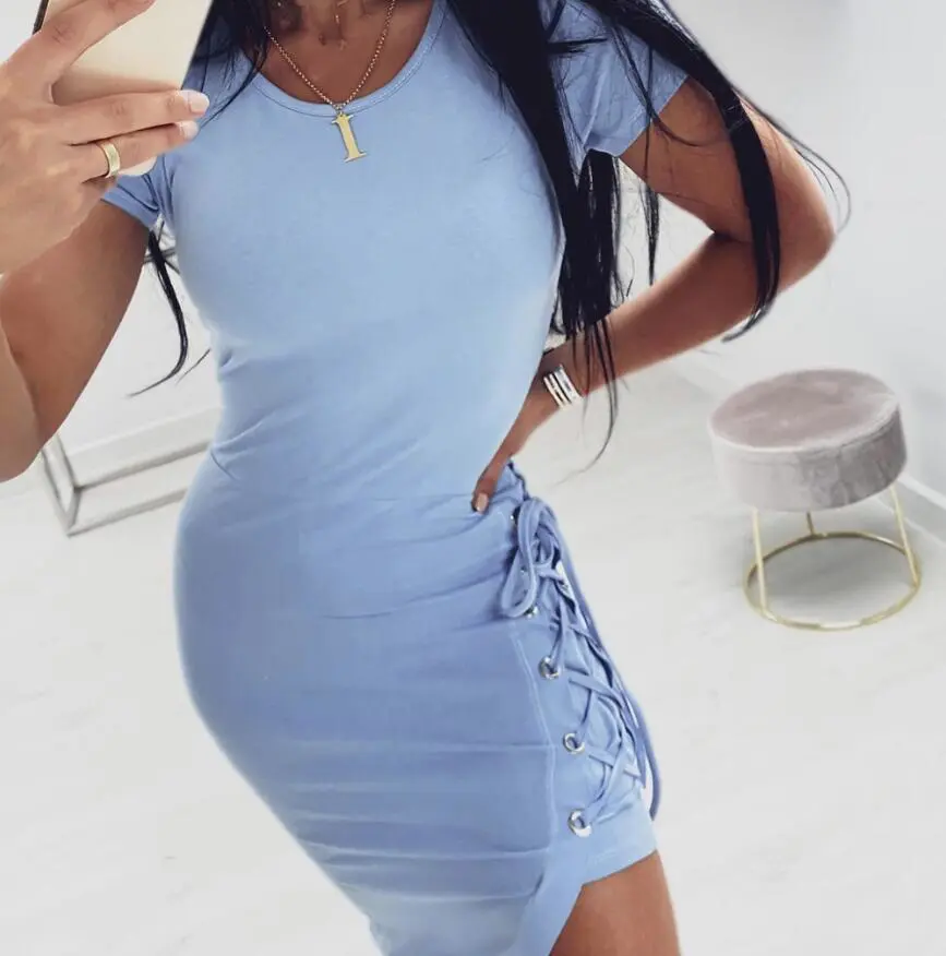 Slim split dress strap dress
