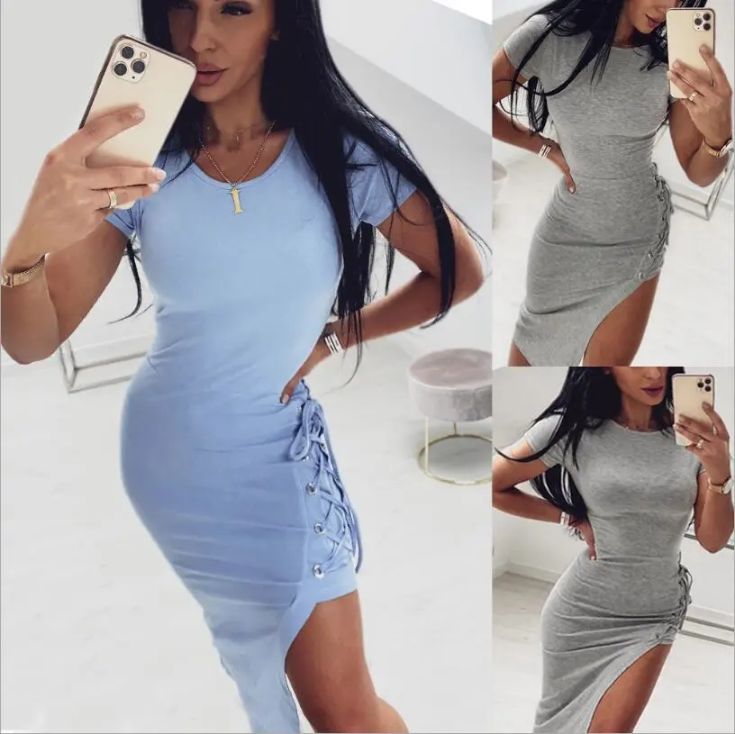 Slim split dress strap dress