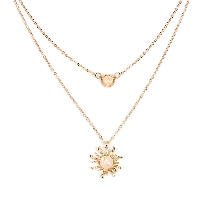 Multi-layered Sun Flower Necklace Female Fashion Opal Clavicle Chain