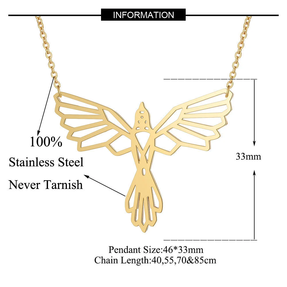 Fashion stainless steel animal phoenix necklace