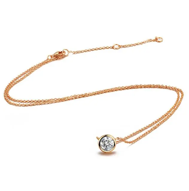 Simple Style Crystal Pendant Chain Necklace Gold