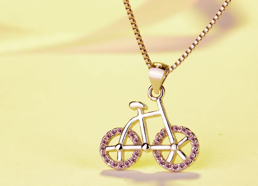 Sterling silver bicycle necklace