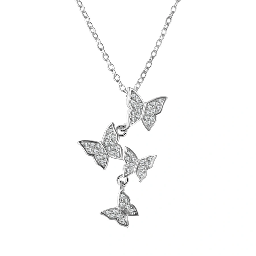 S925 sterling silver necklace hundred matching clavicle chain simple female models micro-inlaid zircon butterfly necklace pendant