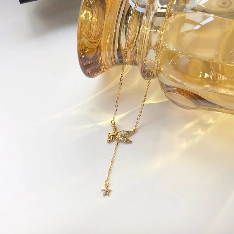 Angel light luxury ins star clavicle chain female