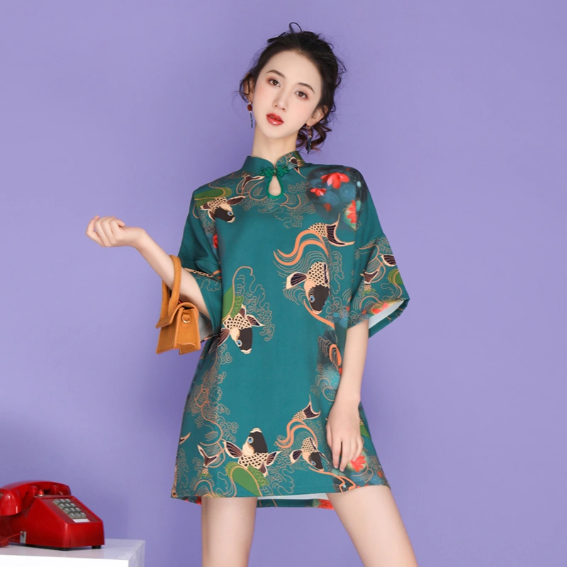 Vintage print short dress