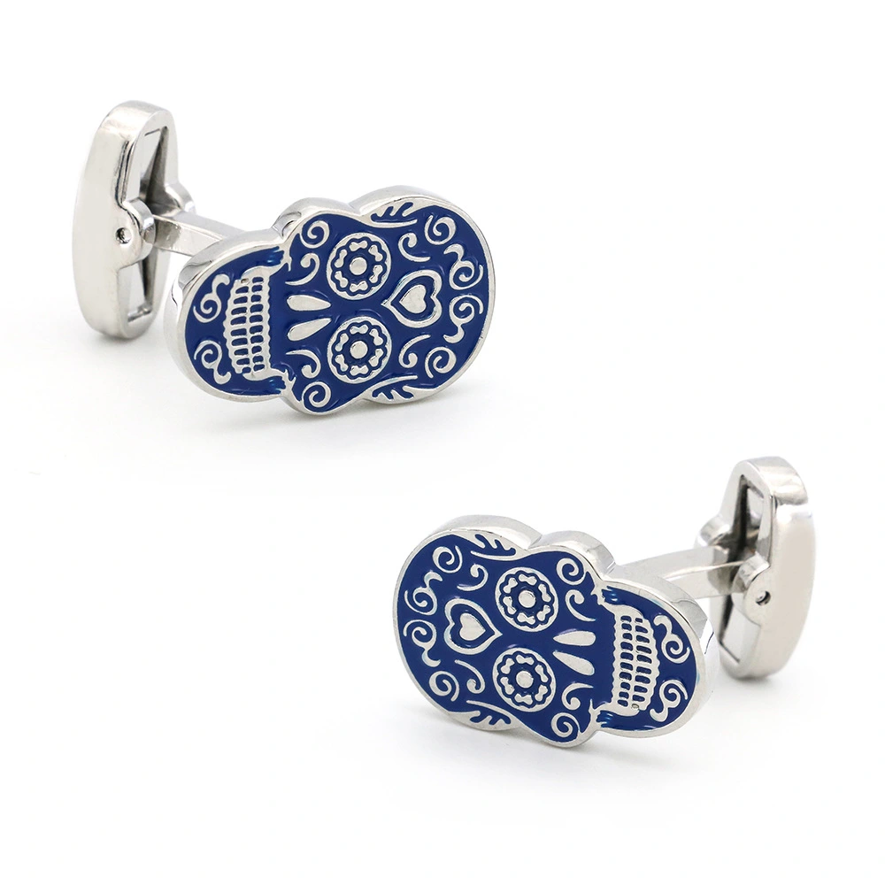 Pure Copper Flower Skull French Cufflinks