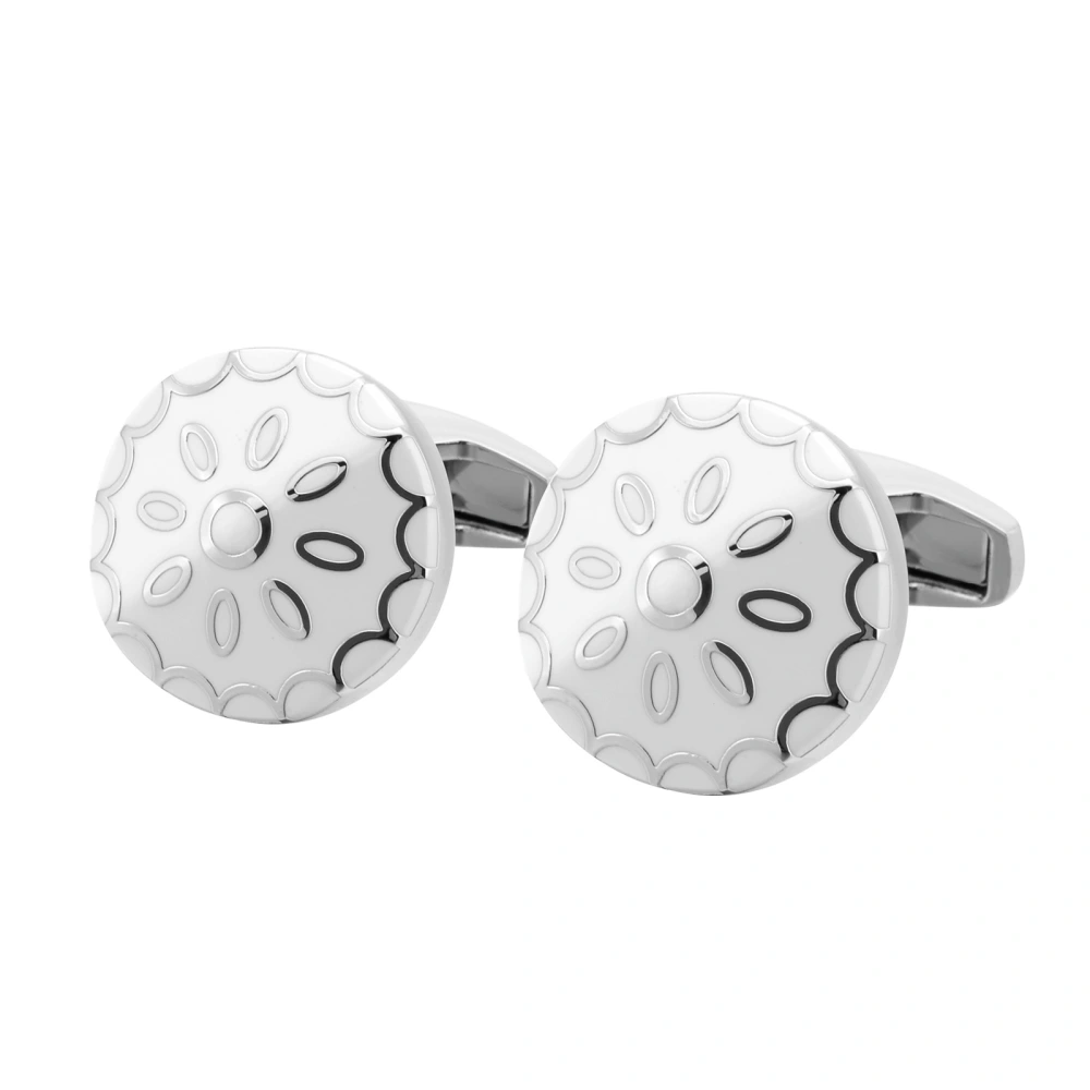 Inlaid Sun Pattern Flower Shape Cuff Studs