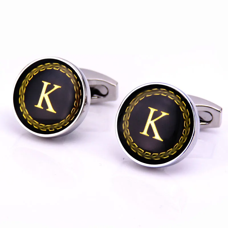 Round letter French cufflinks 26 letter cuffs