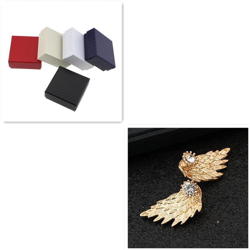 Angel Wings Stud Earrings with Diamonds