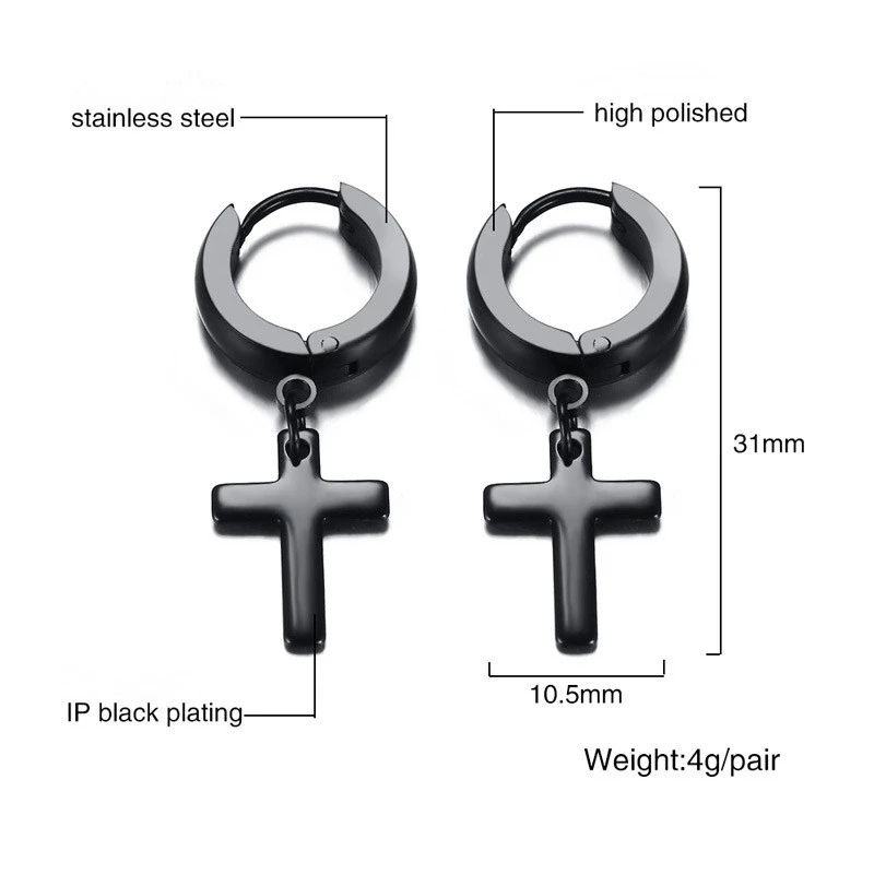 Stainless steel cross earrings