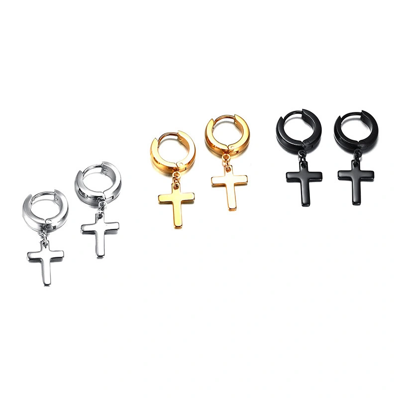 Stainless steel cross earrings