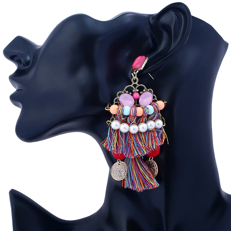 Rhinestone Tassel Color Handmade Earrings