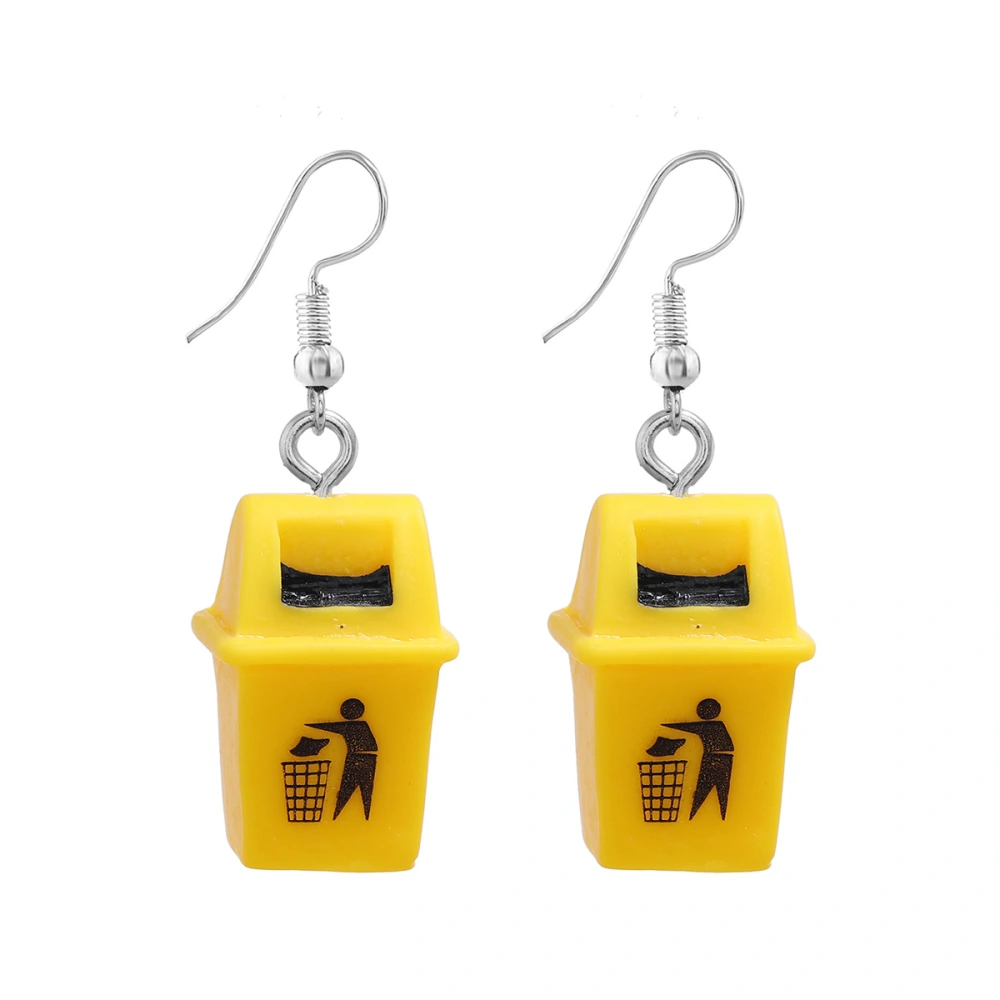 Personalized Clip Earrings Yellow Resin Trash Can Trash Can Creative Earrings