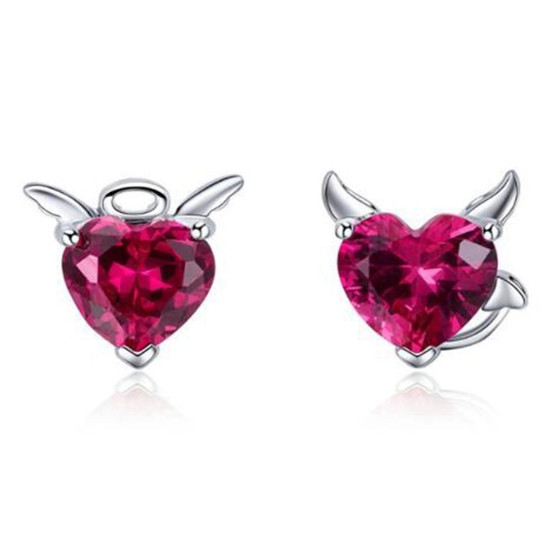 Lady Angel and Devil Heart Earrings
