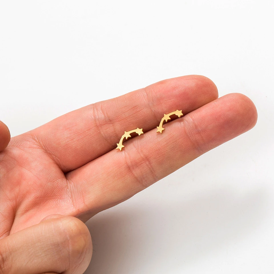 Creative five-pointed star gold and silver earrings