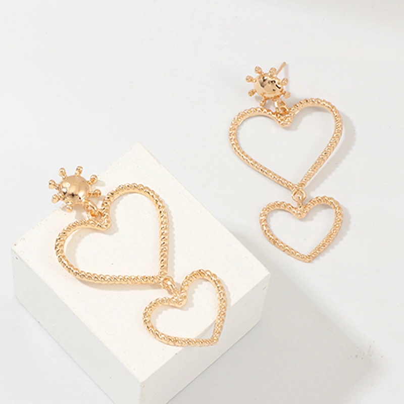 Heart Earrings with Metal Heart Studs