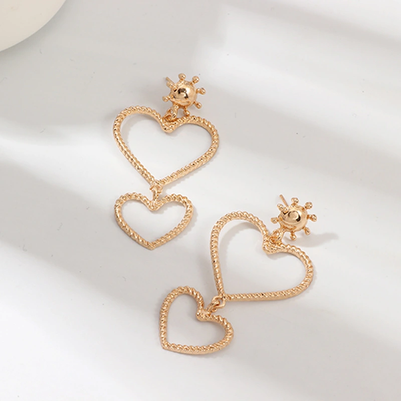 Heart Earrings with Metal Heart Studs
