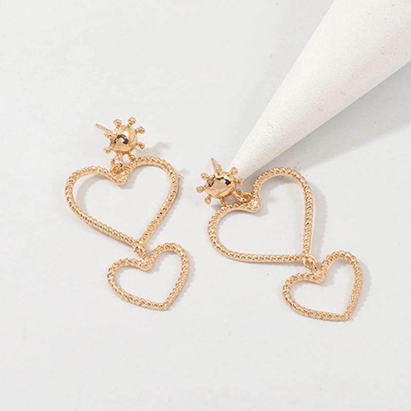 Heart Earrings with Metal Heart Studs