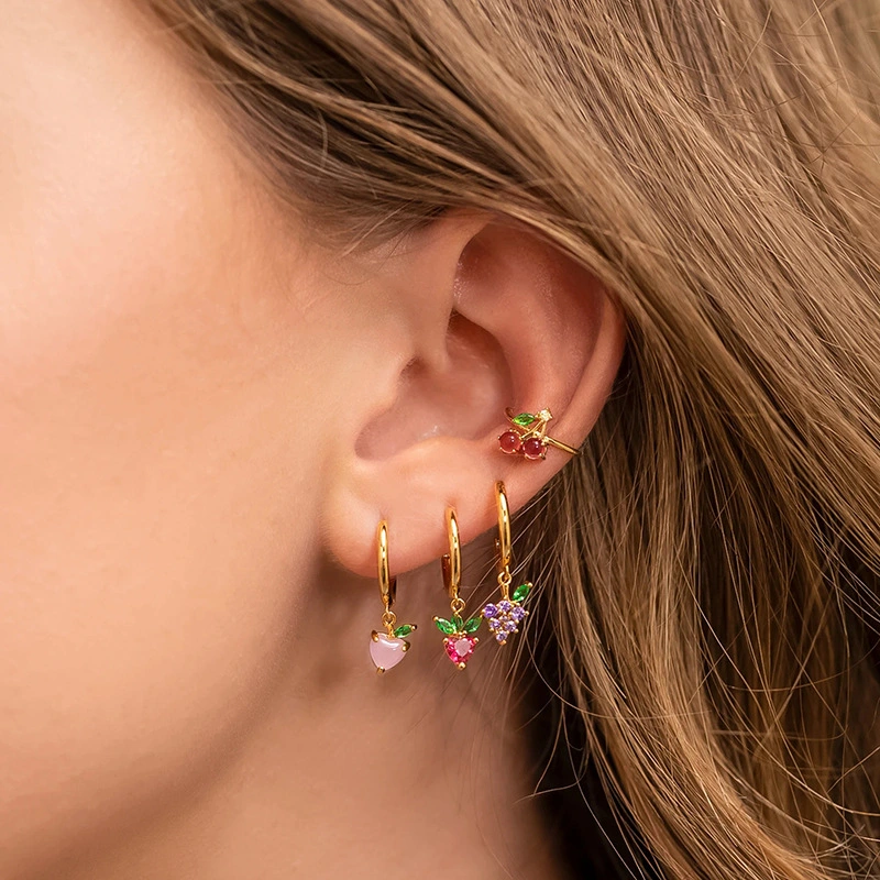 Grape cherry pineapple fruit earrings