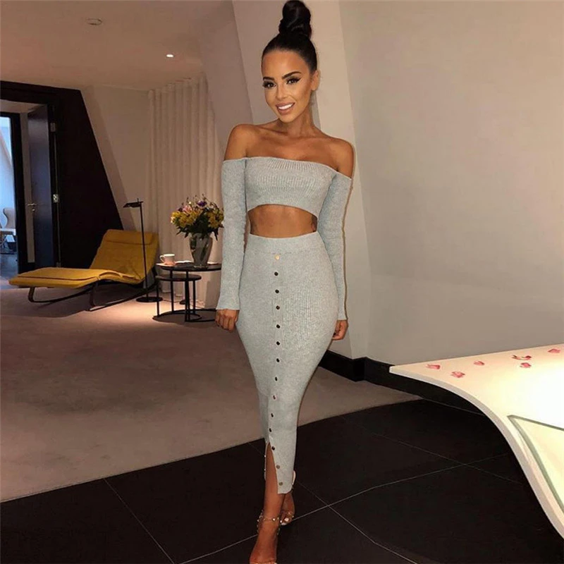 One-shoulder two-piece skirt