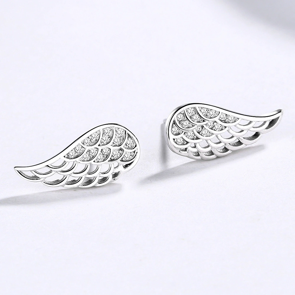 S925 Sterling Silver Angel Wings Earrings Women