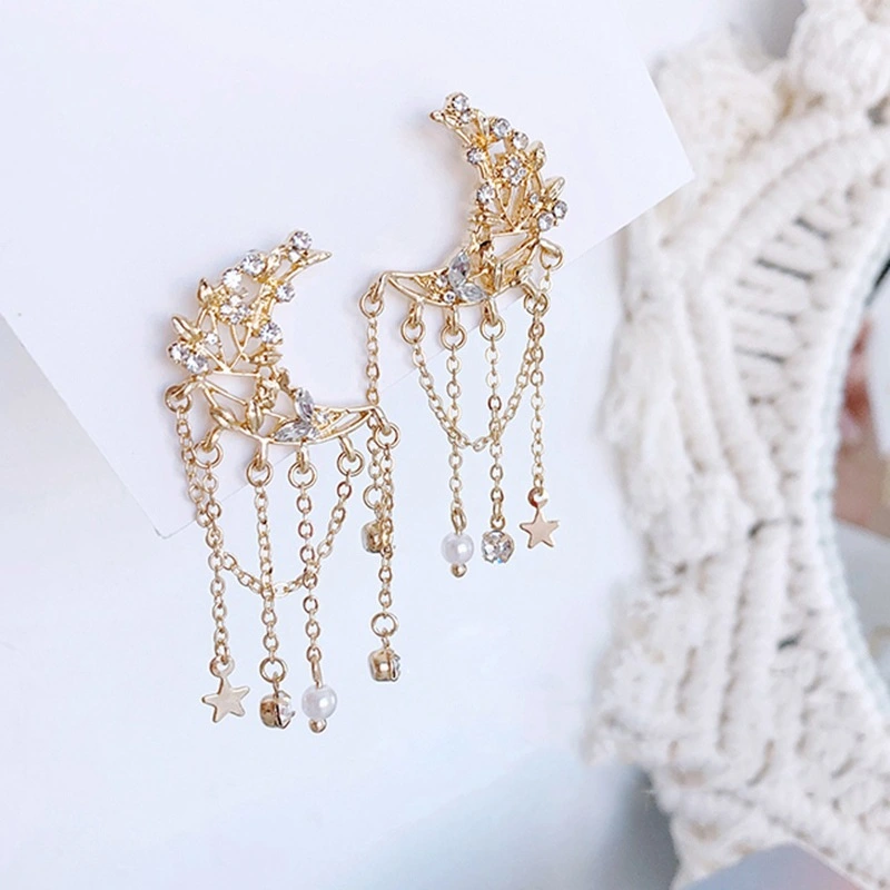 Bow star earrings tassels