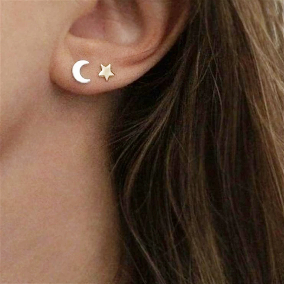 Simple fashion stars moon stud earrings