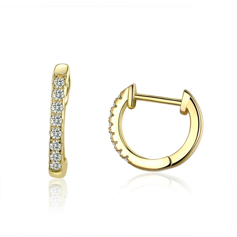 Real gold earrings with zircon single row diamond earrings