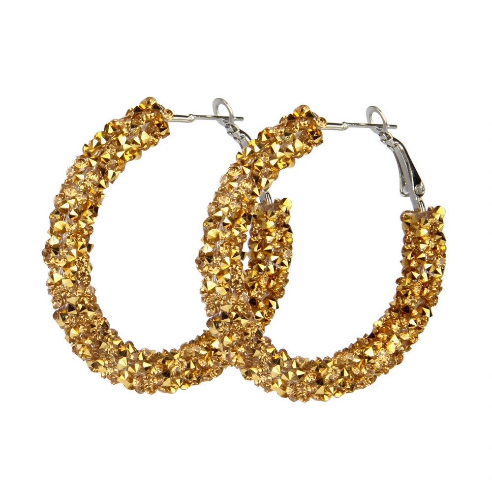 Trendy Fashion Lady Flash Diamond Circle Earrings