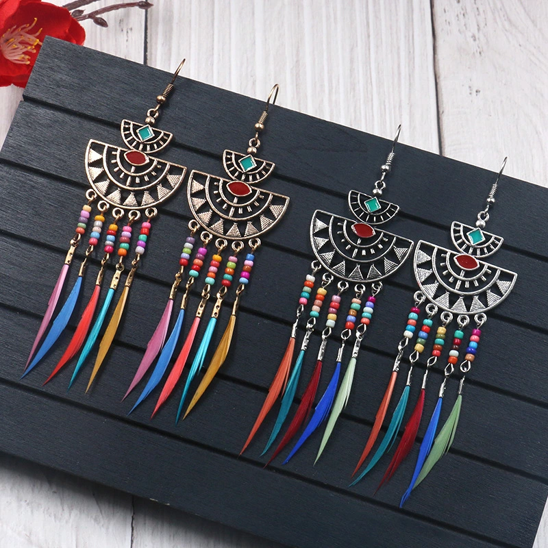 Feather tassel earrings