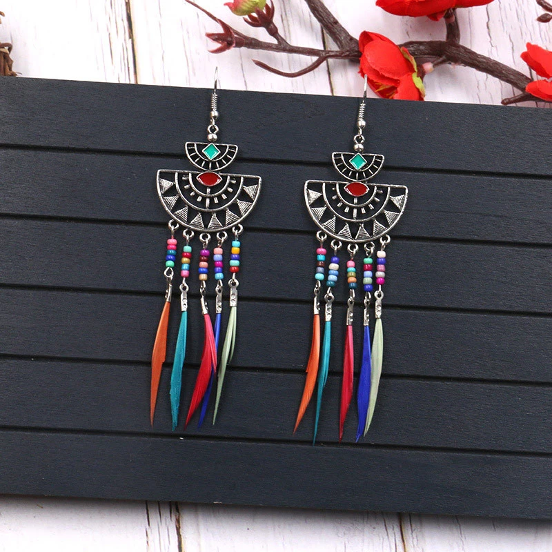 Feather tassel earrings